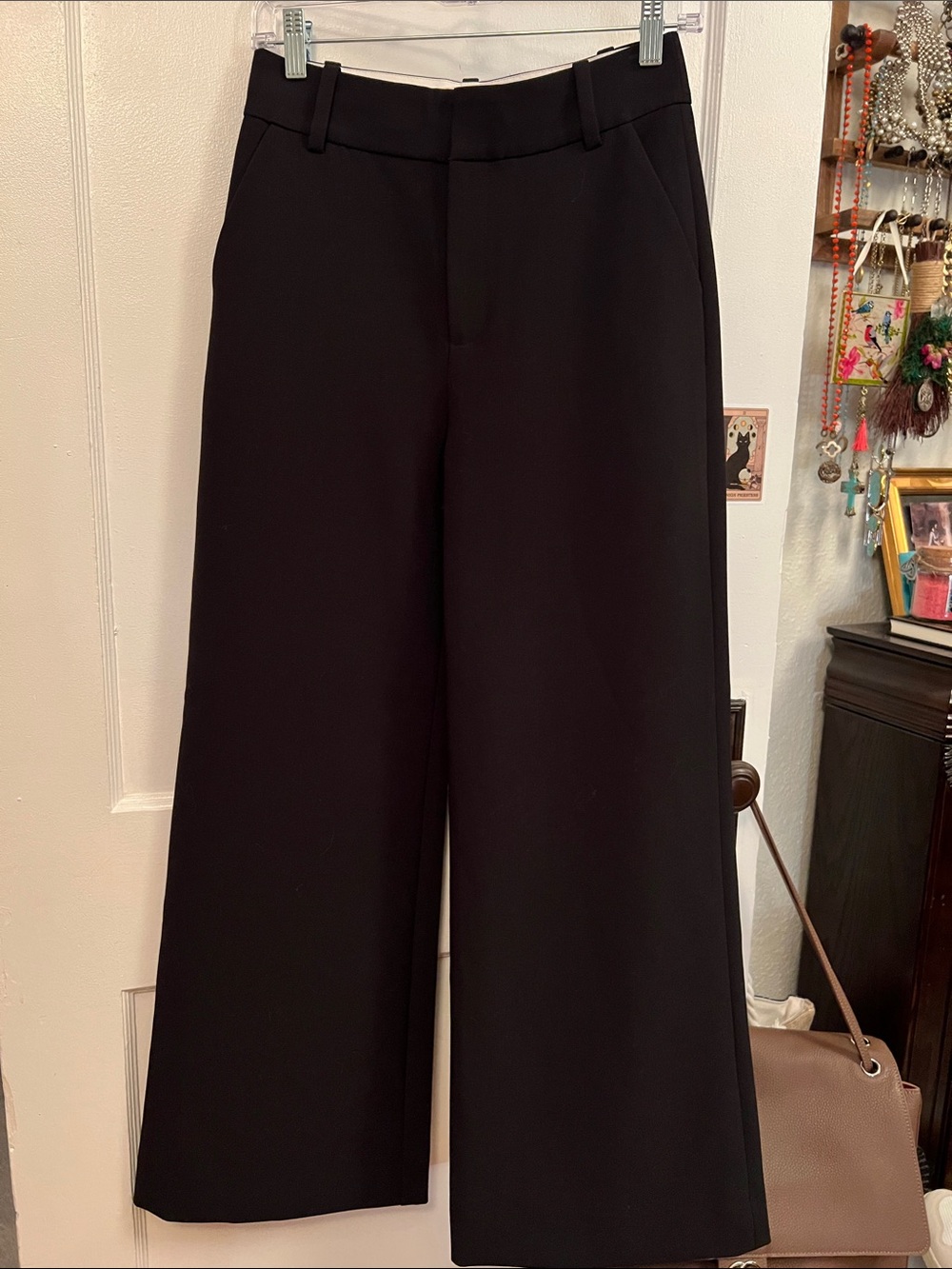 Favorite Daughter Black Wide-Leg High-Rise Trousers *snatched waist*